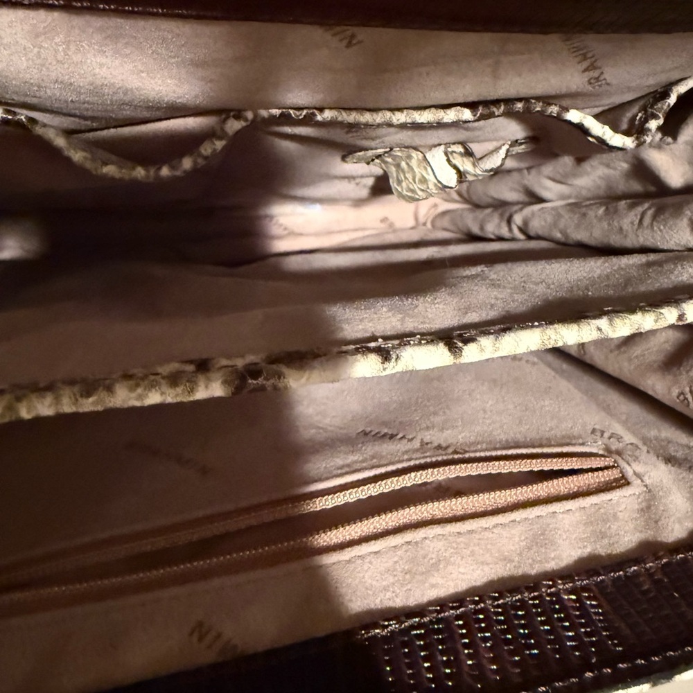 Brahmin Snakeskin Satchel in Cream and Brown with Gold Accents - Picture 8 of 8